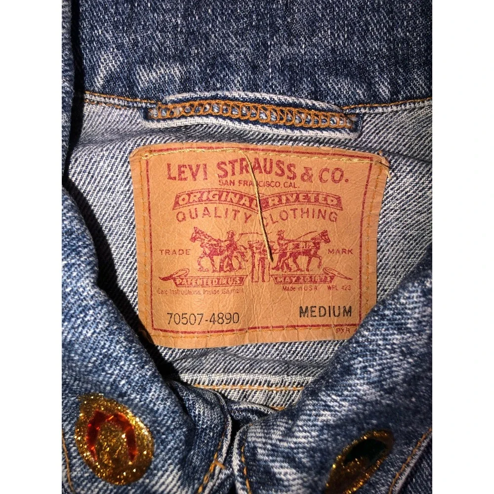 Vtg Levis Trucker Jacket Men's‎ M Blue Denim 70507-4890 Mickey Mouse World Tour